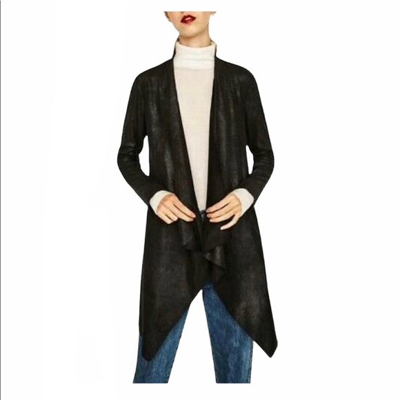 Zara Faux Suede Draped Jacket - Picture 2 of 4